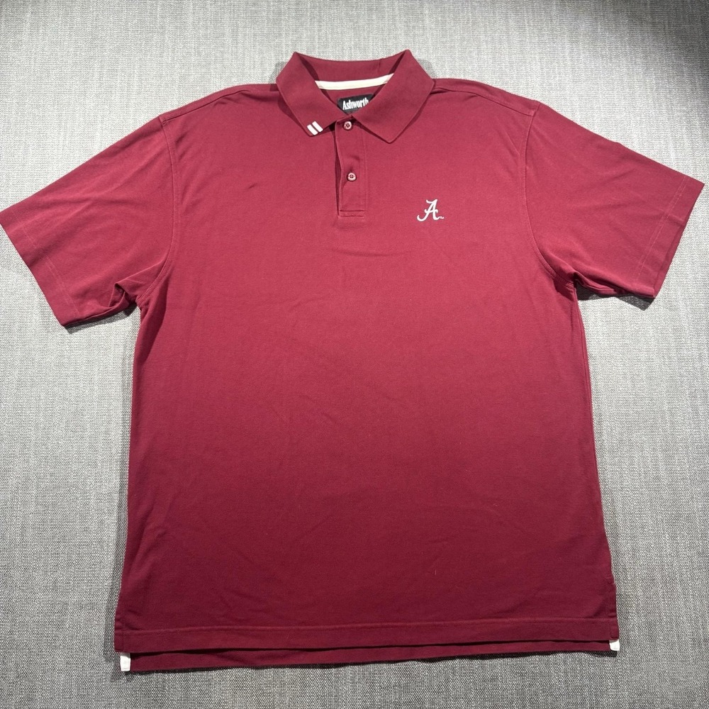 Alabama Crimson Tide Shirt Mens Large Red NCAA Golf Ashworth EZ-TECH Polo